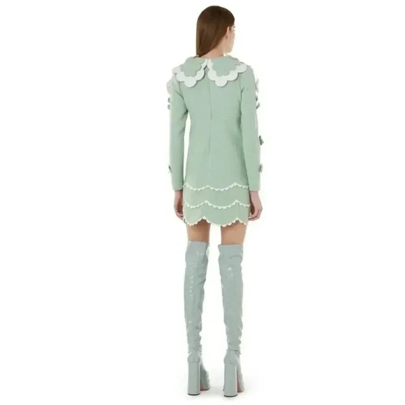 $1695 VIVETTA 3D EMBROIDERED BABY DOLL DRESS Sz 40 / S AquaMint Green - Picture 9 of 16